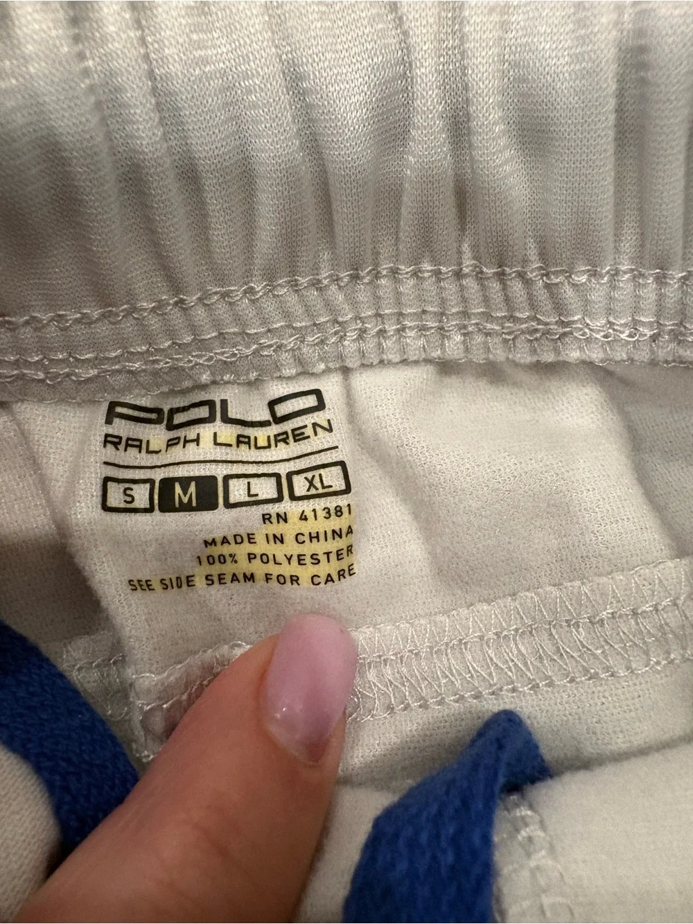 Ralph Lauren White Track Pants with Blue Zip Trim